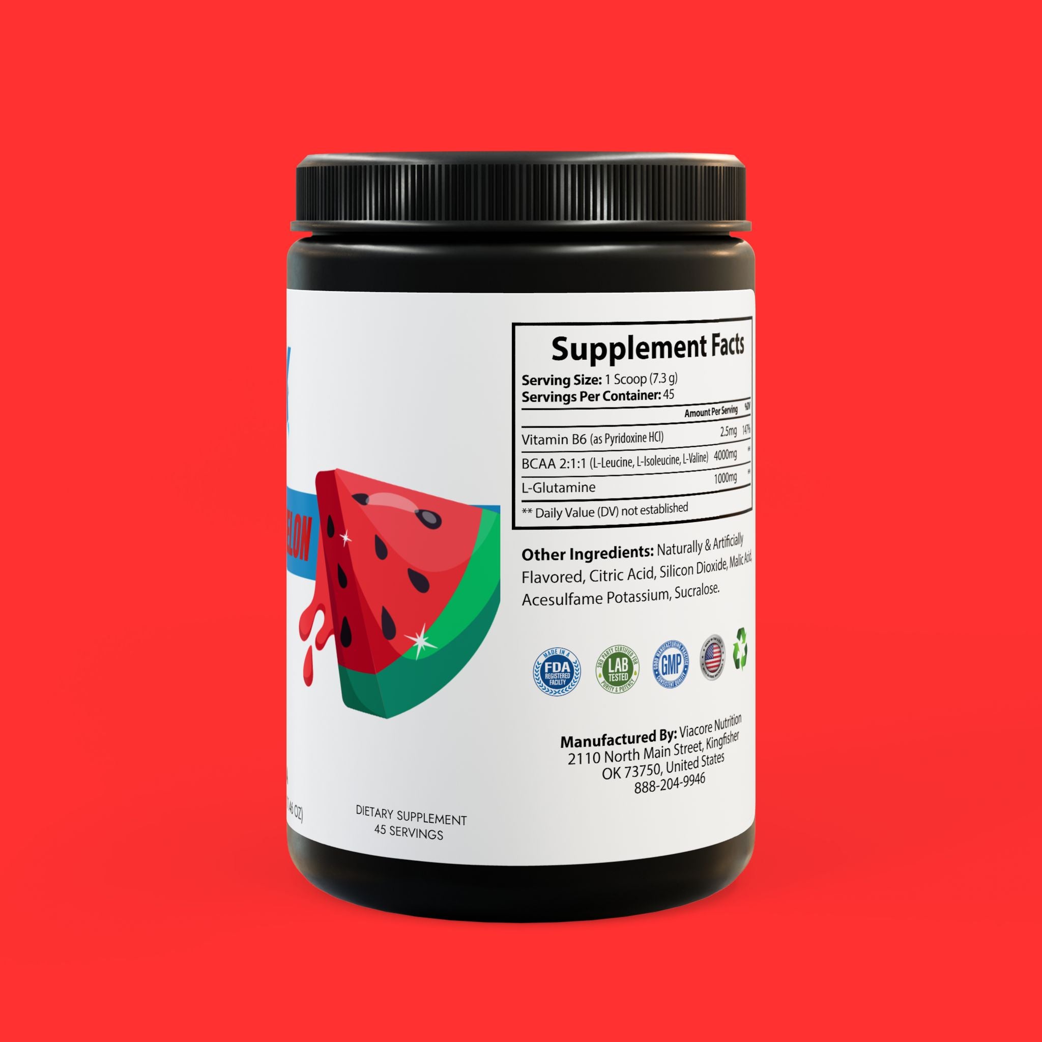 BCAA Supplement, Watermelon Flavor, 325g / 45 Servings