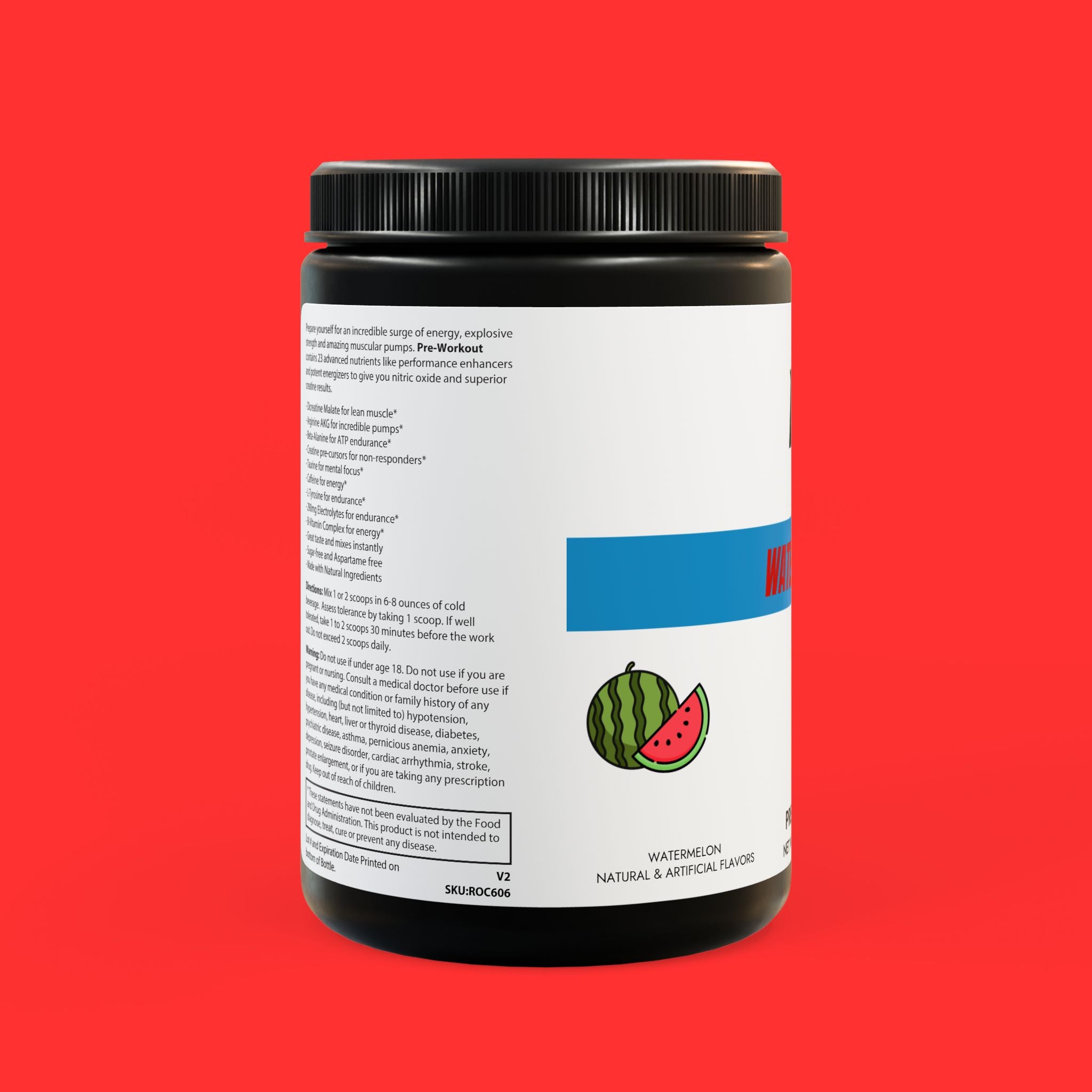 Pre-Workout Supplement, Watermelon Flavor – 300g (10.58oz)