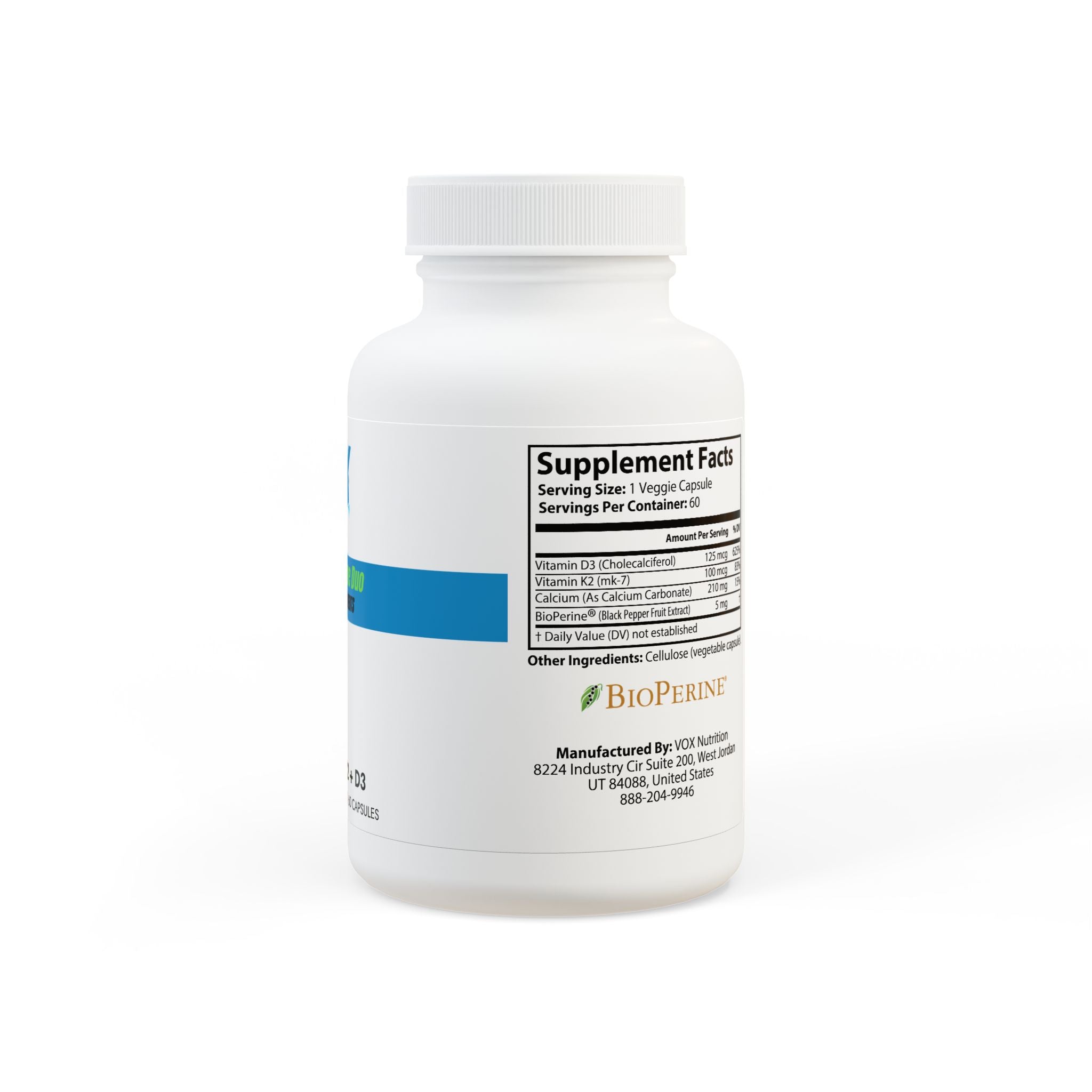 Vitamin K2 + D3 Supplement - 60 Capsules