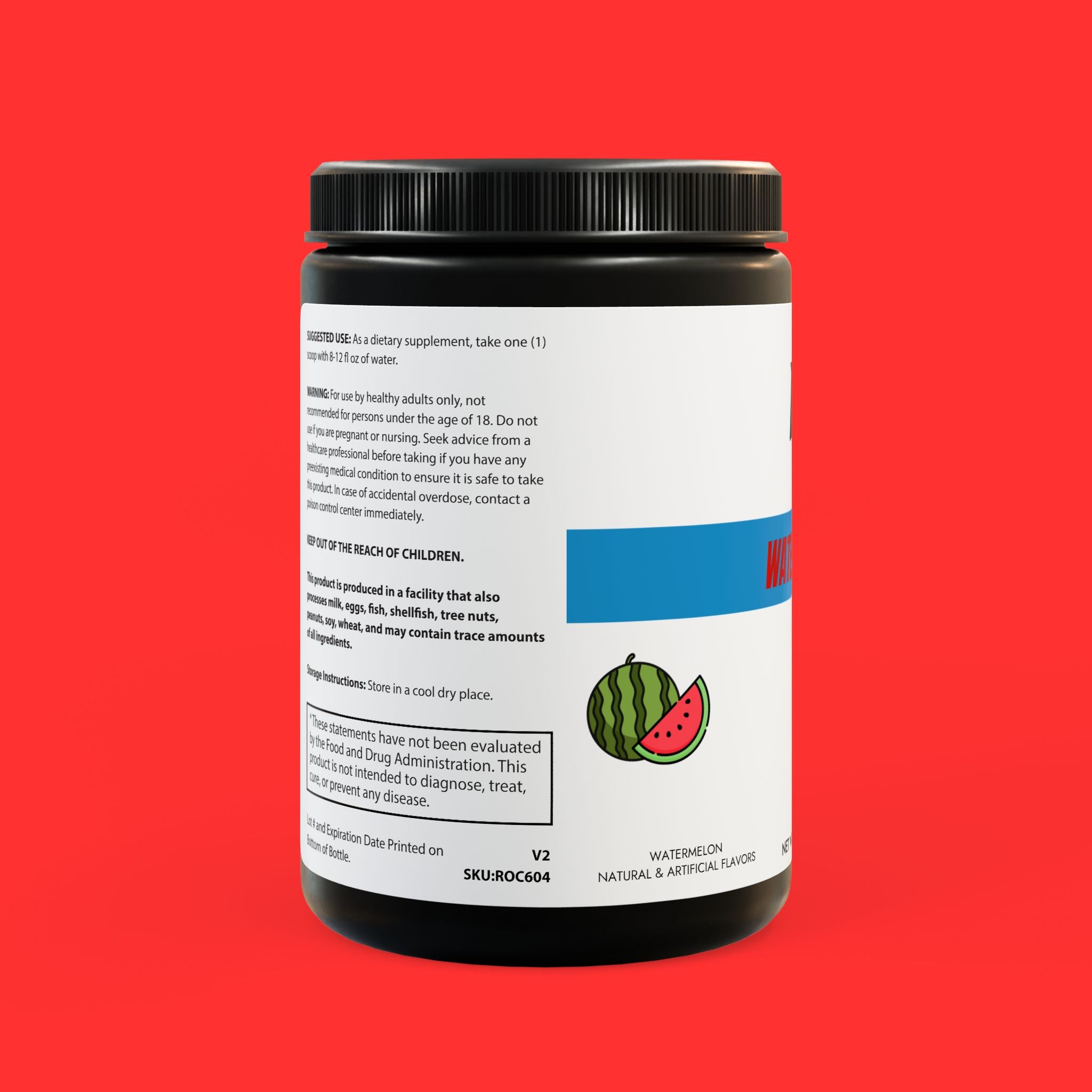 BCAA Supplement, Watermelon Flavor, 325g / 45 Servings