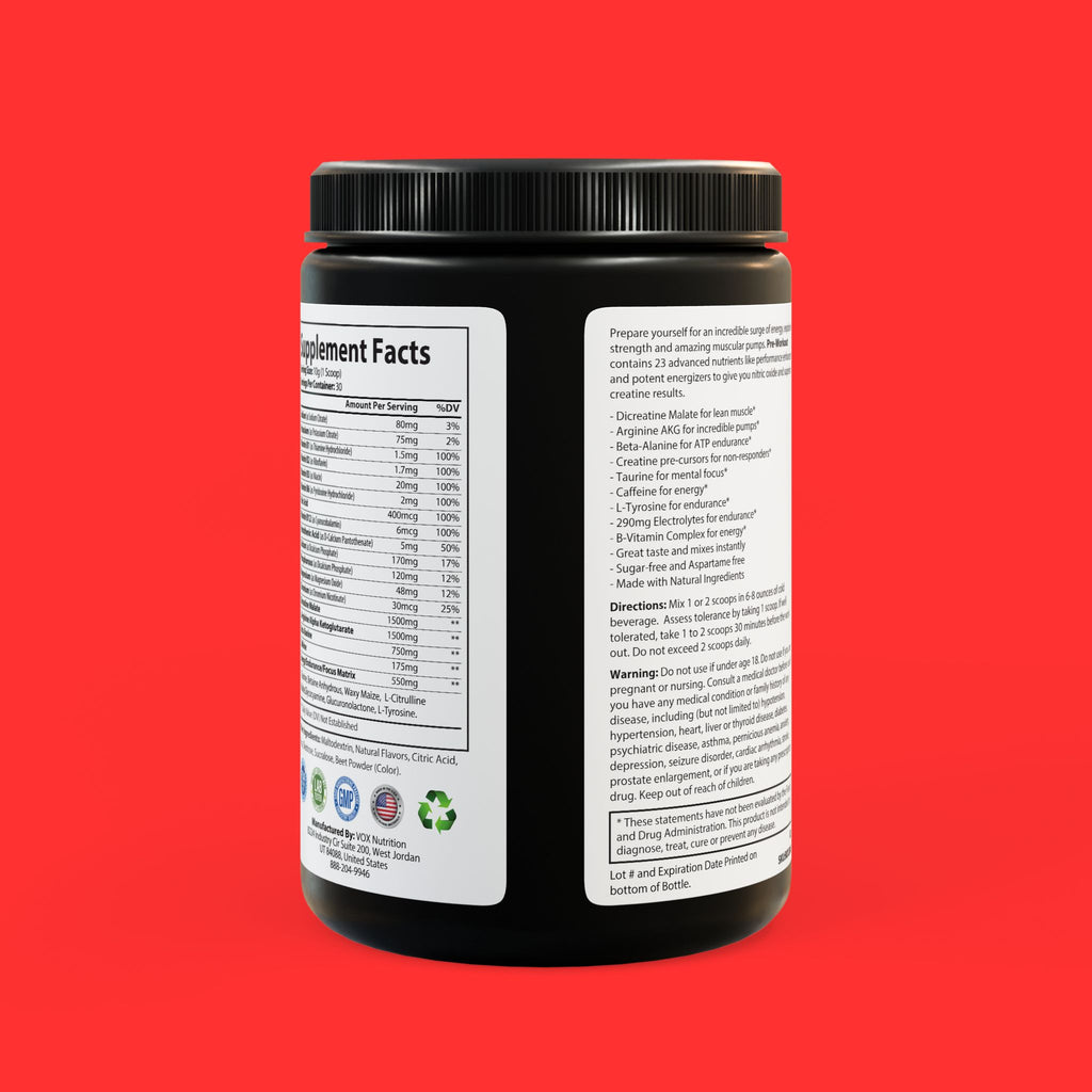 Pre-Workout Supplement, Watermelon Flavor – 300g (10.58oz)