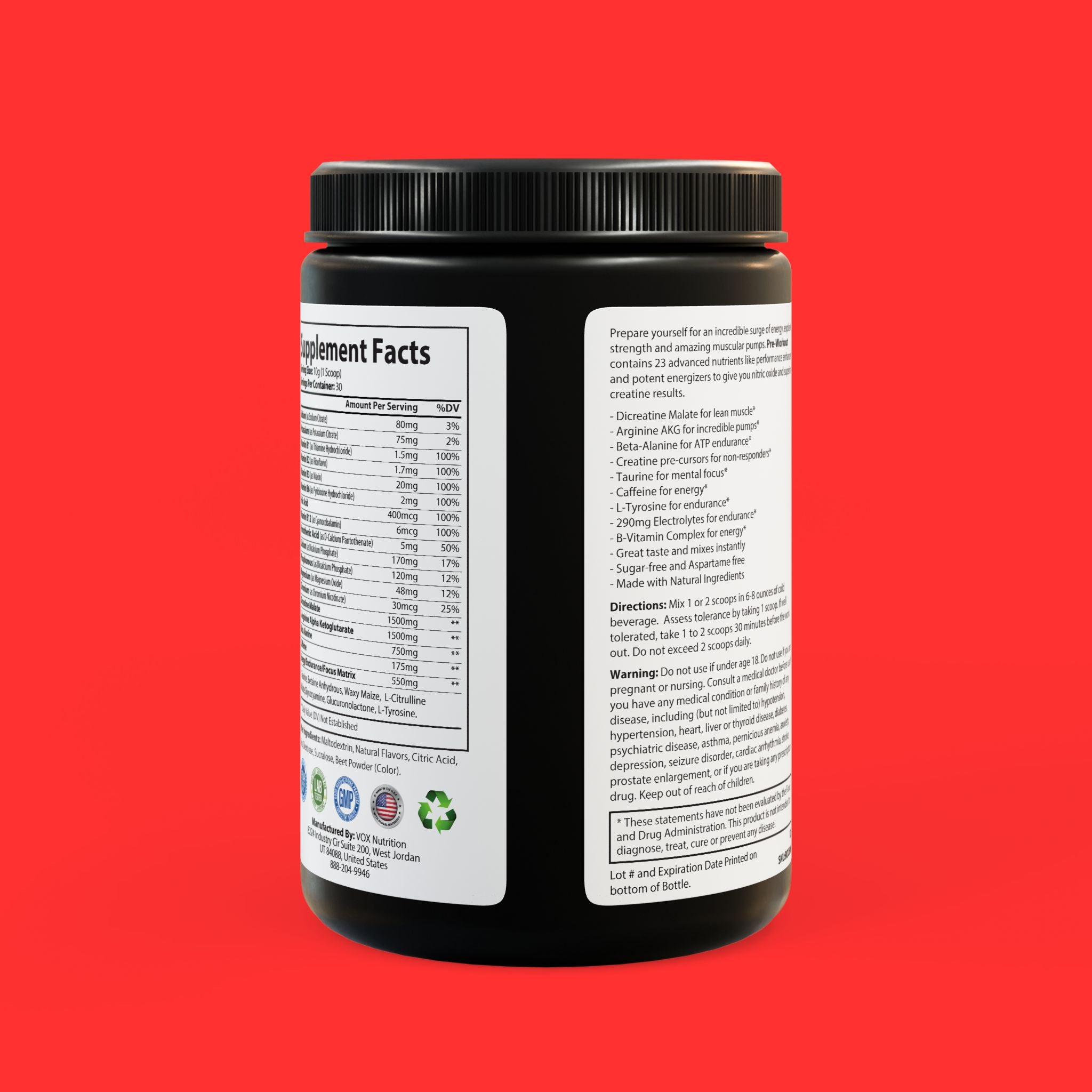 Pre-Workout Supplement, Watermelon Flavor – 300g (10.58oz)