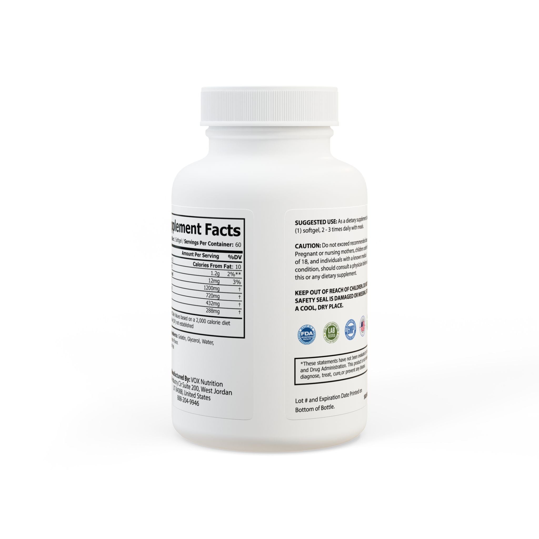 Omega 3 Fish Oil Supplement - 60 Softgels